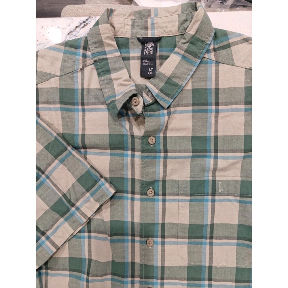 Mountain Hardwear Shirt Mens Big Cottonwood Large Tall Short Sleeve Plaid